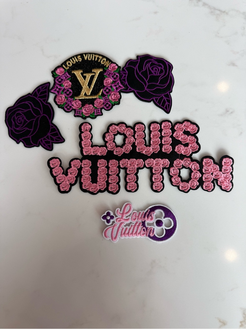 Beautiful Hand Crafted Pink & Purple Floral iron on Patches